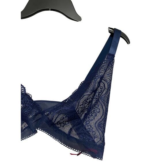 Seven 'til Midnight Bralette Bra Stretch Lace Adjustable Straps Blue W US 1X NWT - Picture 6 of 11